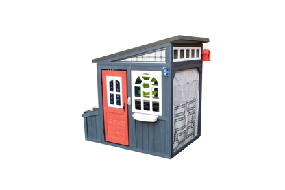 iYofe Tool Shed Playhouse for Kids, Wooden Play House with Workbench & Accessories, Kids Outdoor Play Toys for Backyard