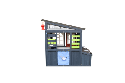 iYofe Tool Shed Playhouse for Kids, Wooden Play House with Workbench & Accessories, Kids Outdoor Play Toys for Backyard