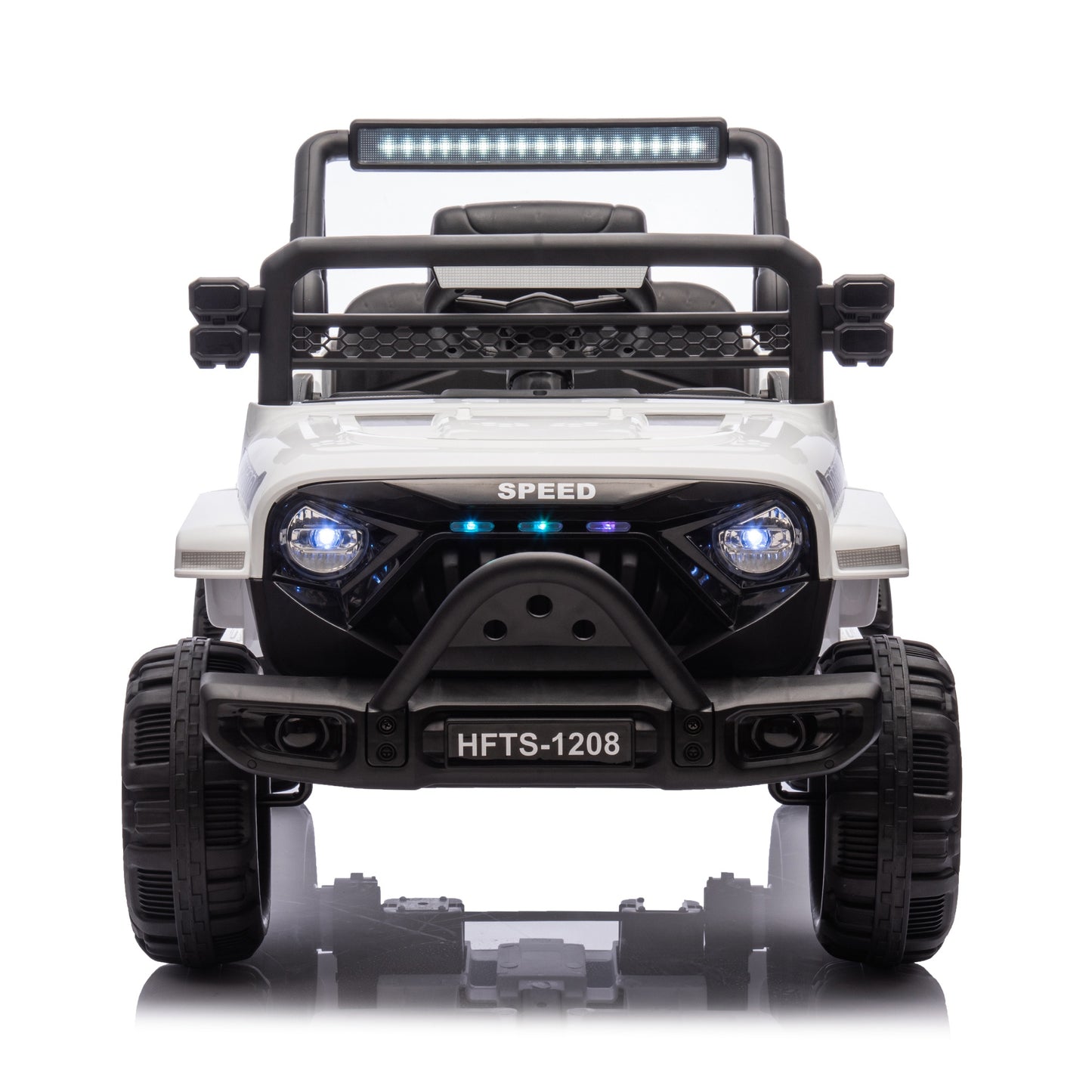 12V Powered Ride on Truck, Ride on Toy Car with Remote Control, Kids Car Electric Vehicles for Boys Girls with Microphone Jack, 4 Wheeler Suspension, Bluetooth, MP3/USB, 3 Speeds, LED Lights, White