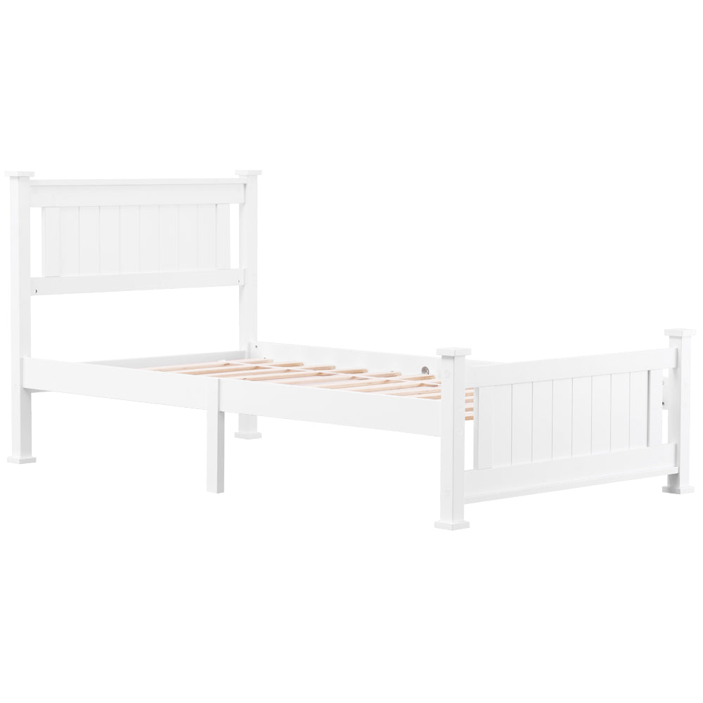 Twin Bed Frame with Headboard, YOFE White Twin Size Platform Bed Frame w/ Slats, Modern Twin Size Bed Frame for Kids Adults, Wood Platform Twin Bed Frame for Bedroom, No Box Spring Needed, R5003