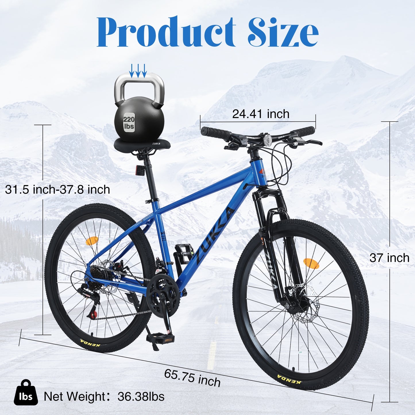 26" Mountain Bikes for Adults Teens, 24 Speed Mountain Bicycle w/ Disc Brakes, Bike for Mens Womens, City Commuter Bikes Suit for Rider Height 5'4"-6'2", 85% assembled (Blue)