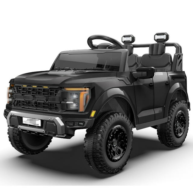 Ford 24V Ride on Toy Cars 2 Seater for Big Kids, Licensed F150 Raptor Powered Ride on Truck with Remote Control, Electric Car for Boys Girls 3-8 w/Bluetooth/LED Headlights/Safety Belts