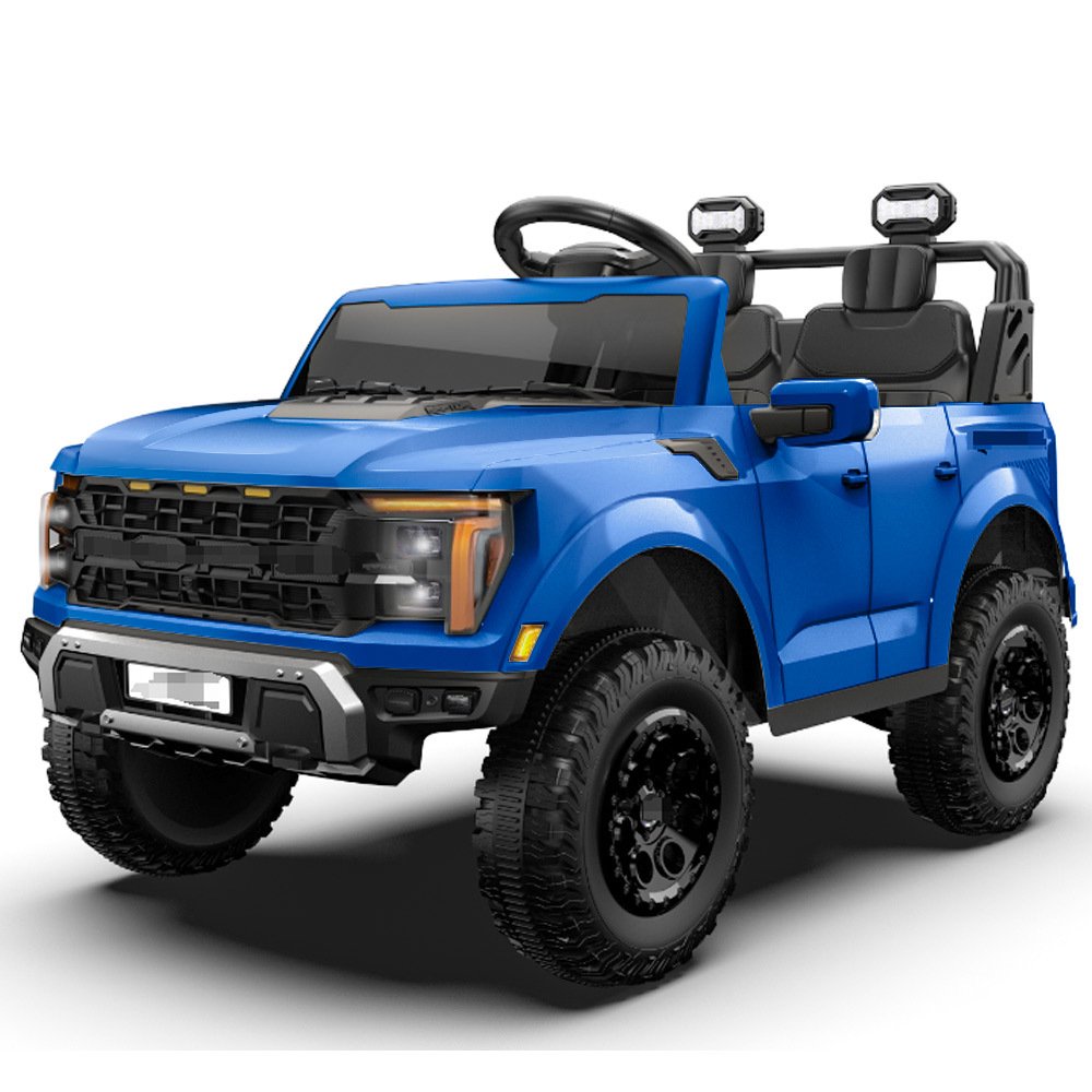 Ford 24V Ride on Toy Cars 2 Seater for Big Kids, Licensed F150 Raptor Powered Ride on Truck with Remote Control, Electric Car for Boys Girls 3-8 w/Bluetooth/LED Headlights/Safety Belts