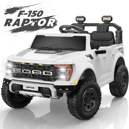 24V Ride on Toys for Big Kids, Ford F150 Raptor Battery Powered 2 Seater Ride on Cars with Remote Control, Electric Car Truck w/4 Wheelers/Bluetooth & Lights for Kids Girls Boys Ages 4-8