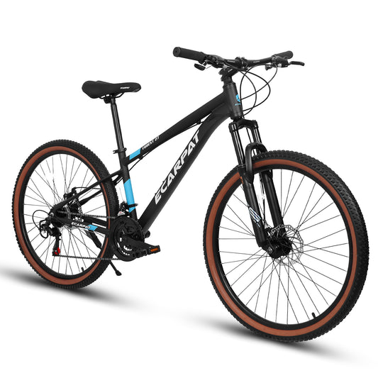 27 inch Mountain Bike for Adults, 21 Speed Mountain Bike w/ Disc Brakes, Commuter Bike, Trail Bike, City Bike for Men Women, Aluminum Frame, Suit for 5'4"-6'2", 85% assembled