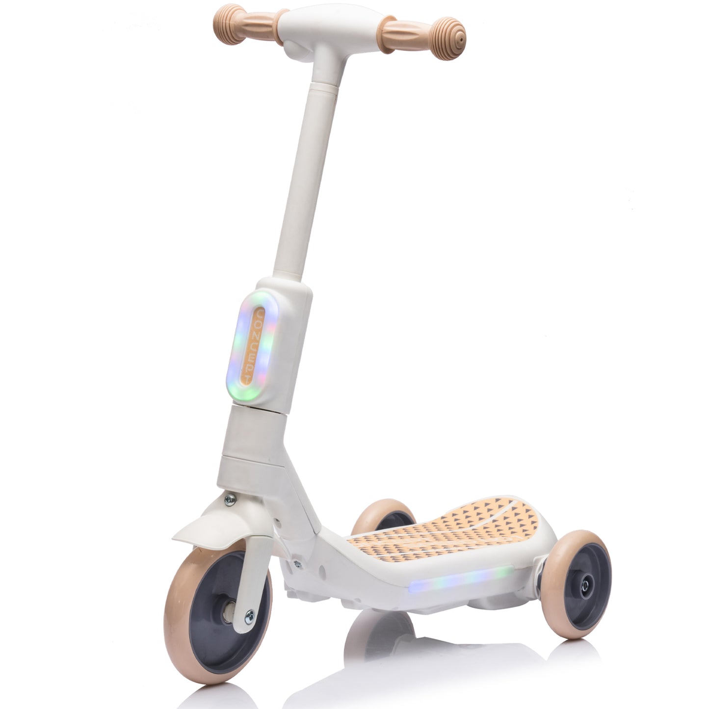 iYofe 3 Wheel Scooter for Kids, 6V 4.5AH Electric Scooter for Kids, Toddler Scooter with Music, Steam Sprayer, Colorful Front/Deck Light, Kids Scooters for Boys Girls Ages 3-6 Gifts, Off White