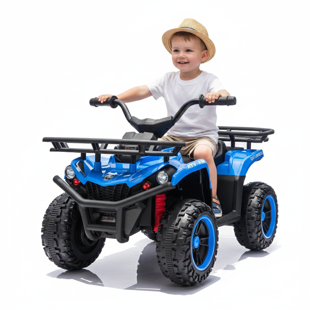 24V 80W*2 Kids Ride On ATV Cars, Ride on Toys with Front and Rear Storage Racks, Electric Car for kids with Crash Bars, Toddler Car with Bluetooth, MP3 Music Playback for Boys Girls 3-5