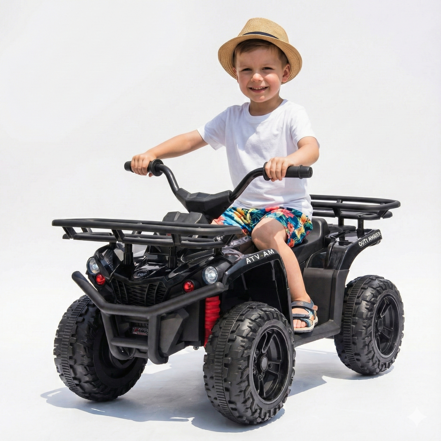 24V 80W*2 Kids Ride On ATV Cars, Ride on Toys with Front and Rear Storage Racks, Electric Car for kids with Crash Bars, Toddler Car with Bluetooth, MP3 Music Playback for Boys Girls 3-5