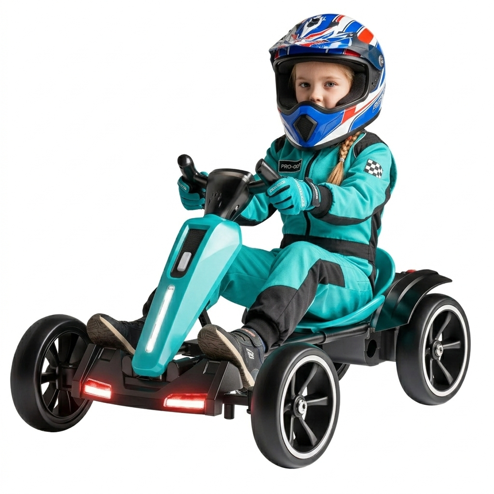 12V Electric Pedal Go Kart Car for Kids, Folder Ride on Toys Car with Adjustable Seat, Kids' Electric Vehicles with Music / Flashing Light for Boys Girls Age 3-8 Years Old, Red
