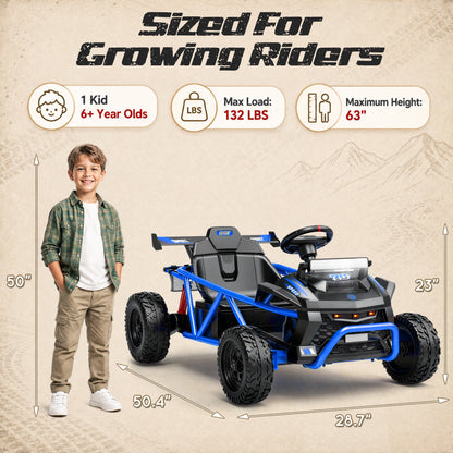 iYofe 36V Electric Ride on Car for Big Kids, Powered Ride on Vehicle for Boys Girls Ages 6+, Kids Electric Car with Bluetooth, Music, Rear Wheel Spring Suspension, Blue