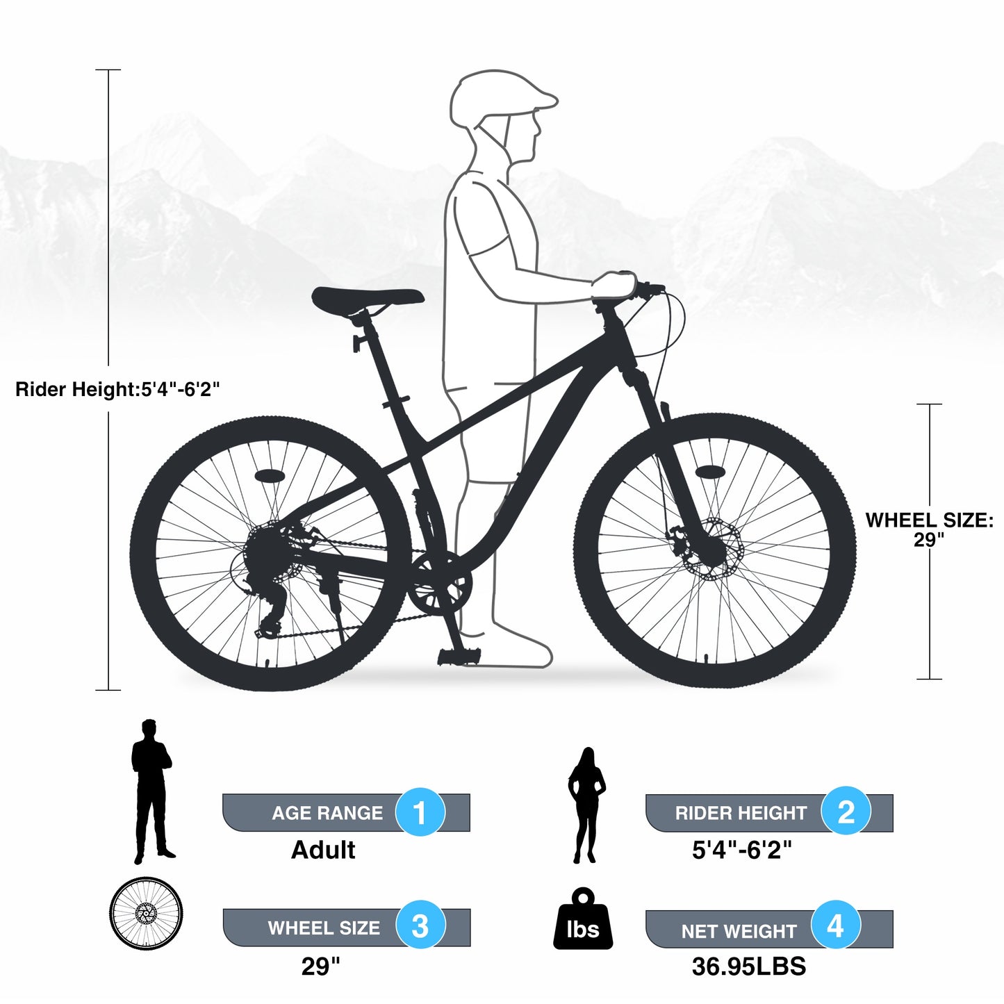 29 inch Bike for Adults, Single Speed Mountain Bike w/ Disc Brakes, Commuter Bike, Trail Bike, City Bike for Men Women, Steel Frame, Suit for 5'4"-6'2", 85% assembled