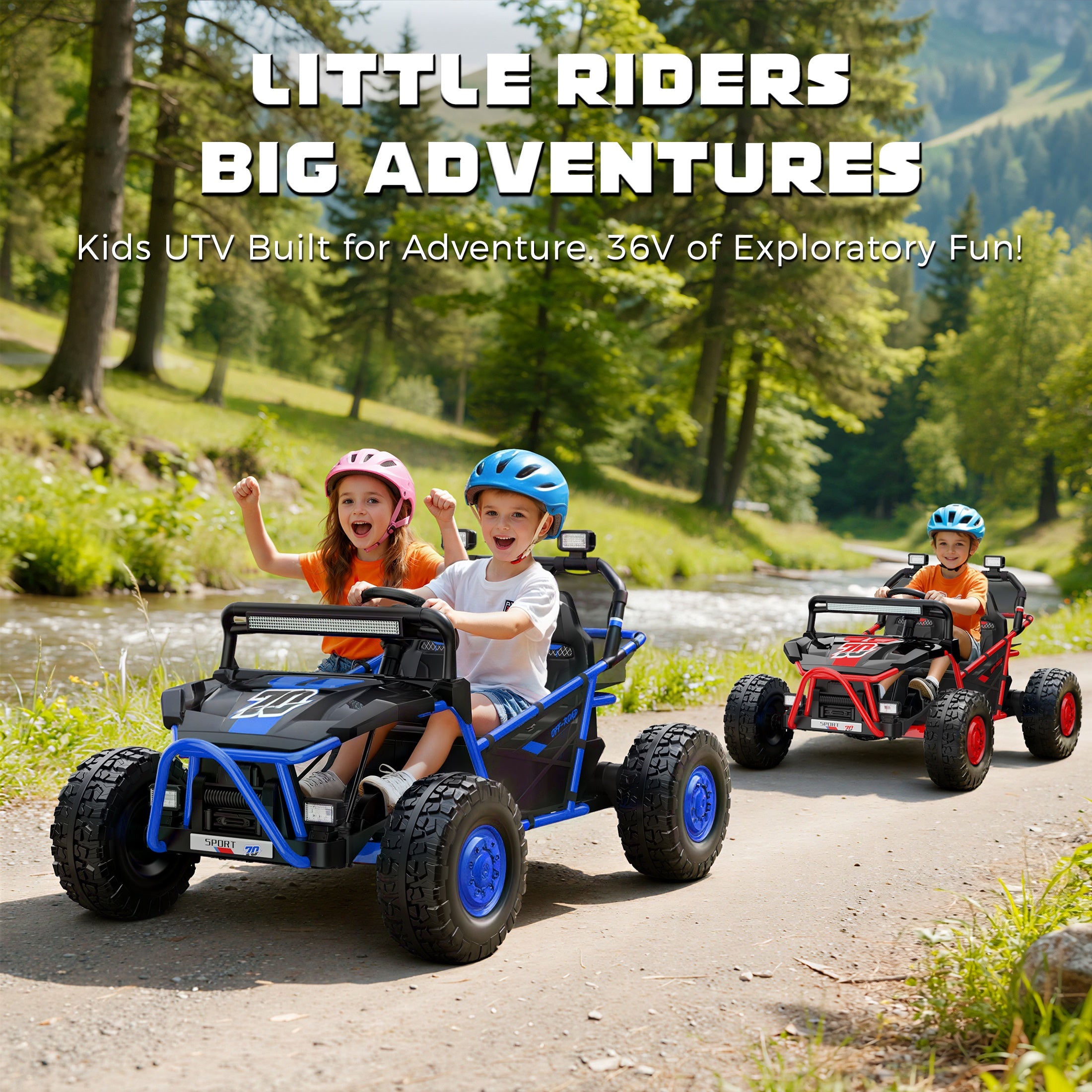 iYofe 36V Electric Ride on Car for Big Kids, Powered Ride on UTV Toys for Boys Girls Ages 6+, Kids Electric Vehicle with Bluetooth, Music, 4 Wheels Spring Suspension, without Remote Control, Blue