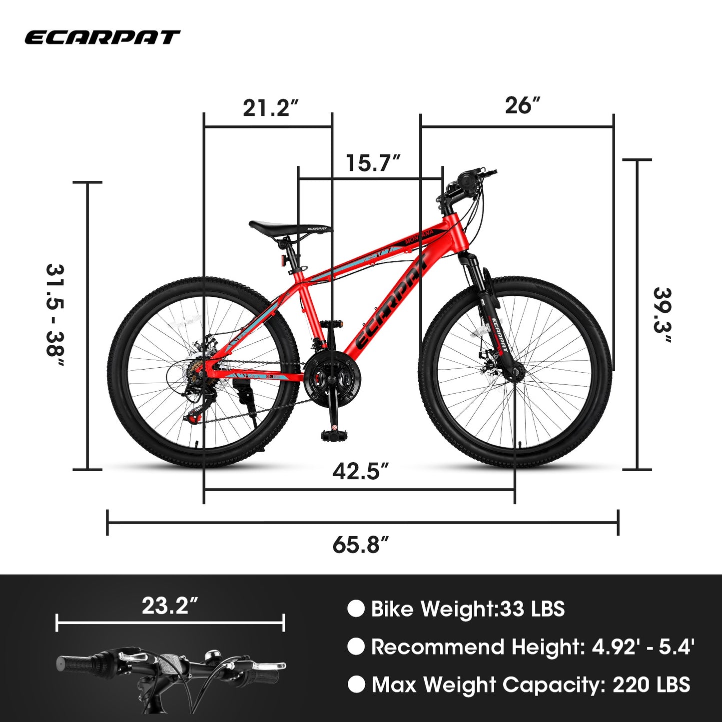 24 inch Mountain Bikes for Boys Girls Ages 10+, 21 Speed Mountain Bicycle w/ Disc Brakes, Bike for kids Youth Teen Adults, Suit for Rider Height 4'92-5'4, Aluminum Frame, 85% assembled