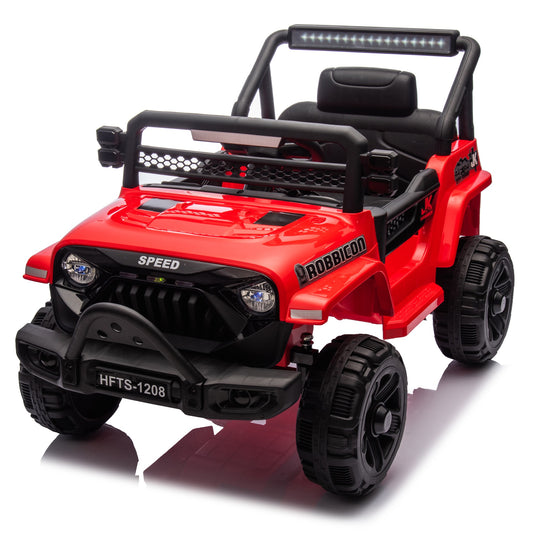 12V Powered Ride on Truck, Ride on Toy Car with Remote Control, Kids Car Electric Vehicles for Boys Girls with Microphone Jack, 4 Wheeler Suspension, Bluetooth, MP3/USB, 3 Speeds, LED Lights, Red