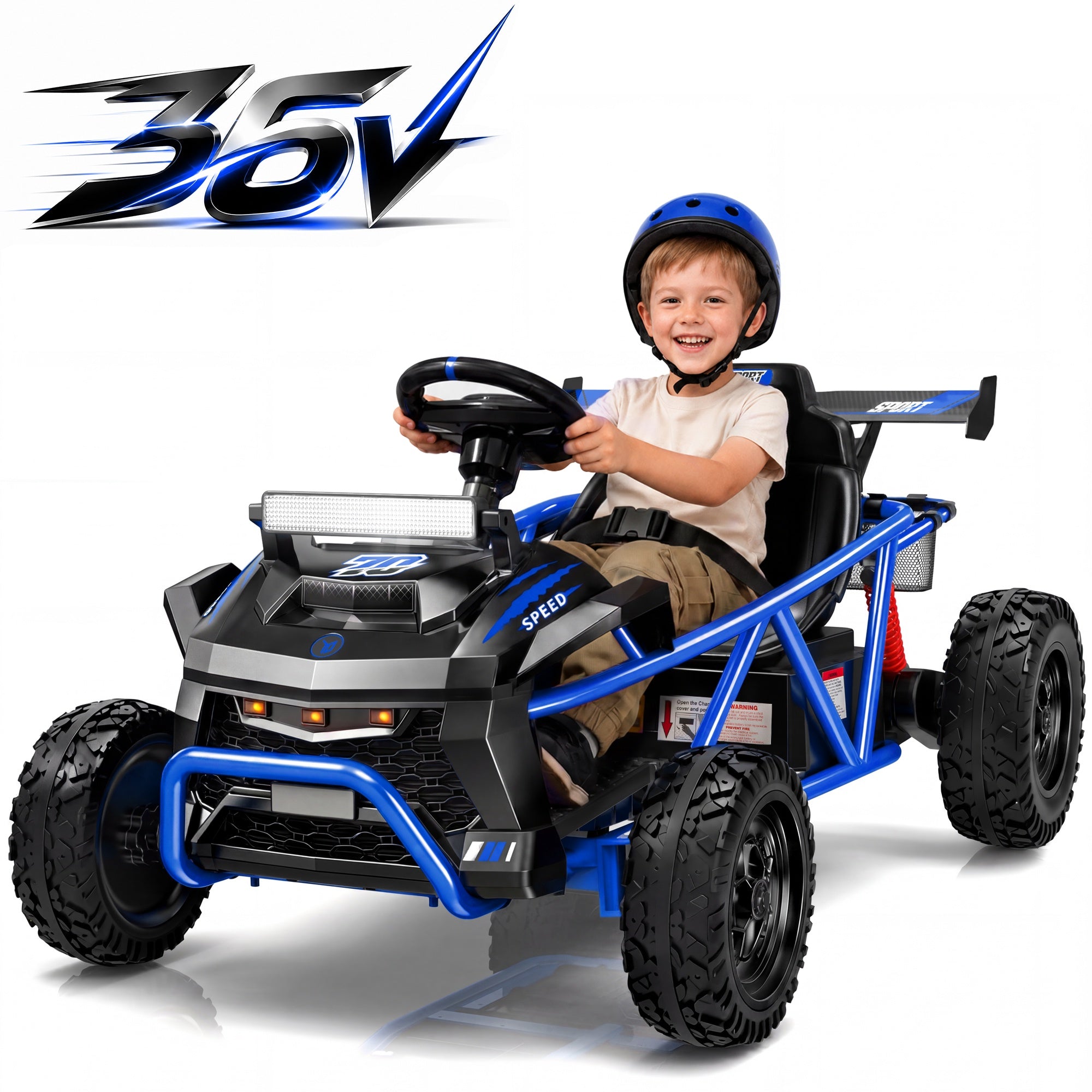 iYofe 36V Electric Ride on Car for Big Kids, Powered Ride on Vehicle for Boys Girls Ages 6+, Kids Electric Car with Bluetooth, Music, Rear Wheel Spring Suspension, Blue