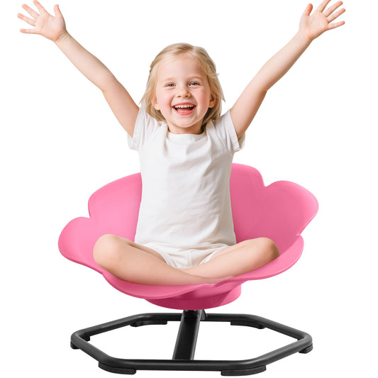 iYofe Kids Sensory Spinning Chair, Petal Shape Spinning Chair for Autistic Kids, Chair Sensory Spinner Seat for Autism Toddlers ADHD Children, 360° Rotating Therapy-Grade Chair with Safety Base, Pink