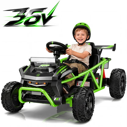 iYofe 36V Electric Ride on Car for Big Kids, Powered Ride on Vehicle for Boys Girls Ages 6+, Kids Electric Car with Bluetooth, Music, Rear Wheel Spring Suspension, Green