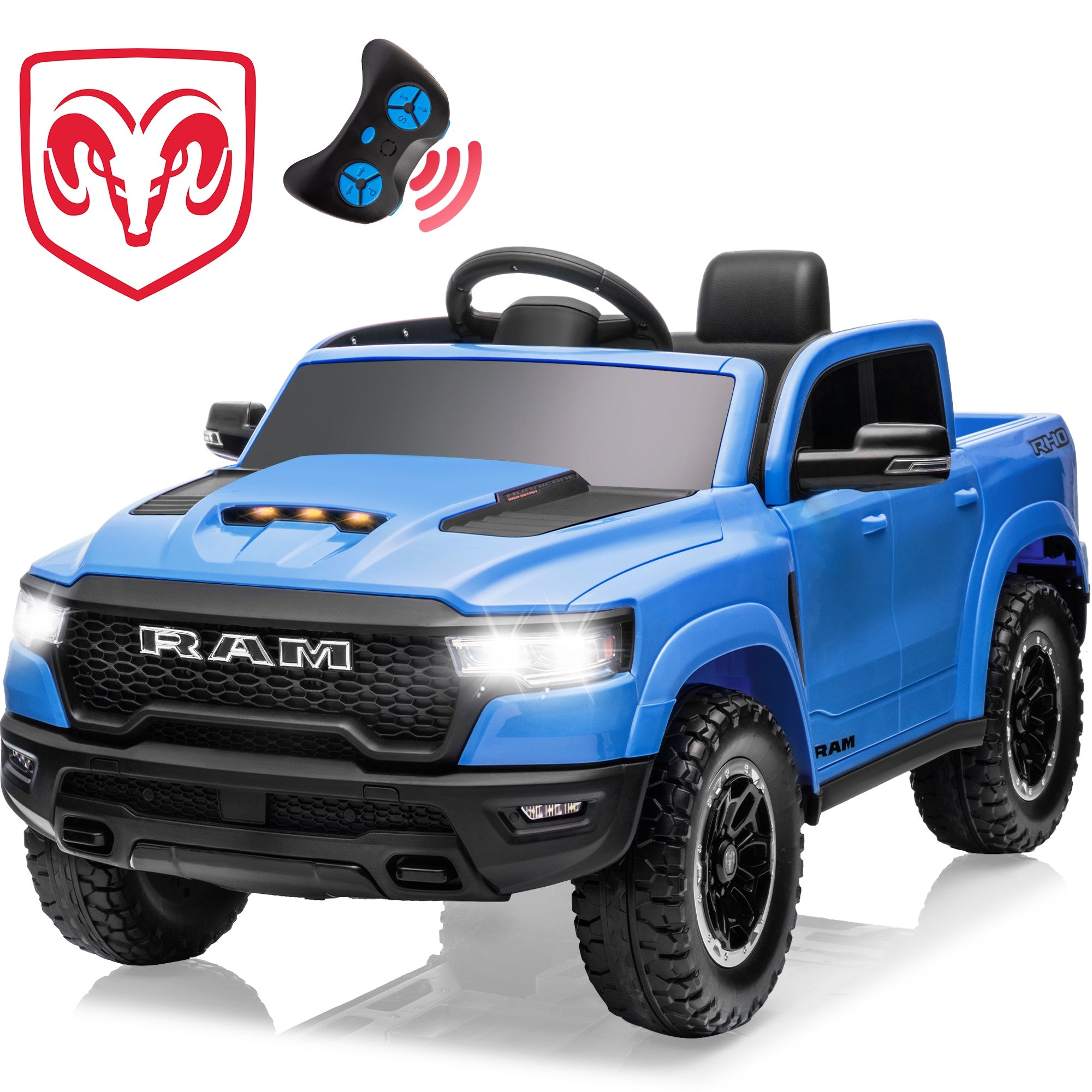 iYofe Ram Ride on Car Toys, 12V RAM 1500 Battery Powered Ride on Toy Truck with Remote Control, Electric Car for Kids Girls 3-5 w/ Bluetooth, Rear Storage Trunk, Safety Belt, 4 Wheelers