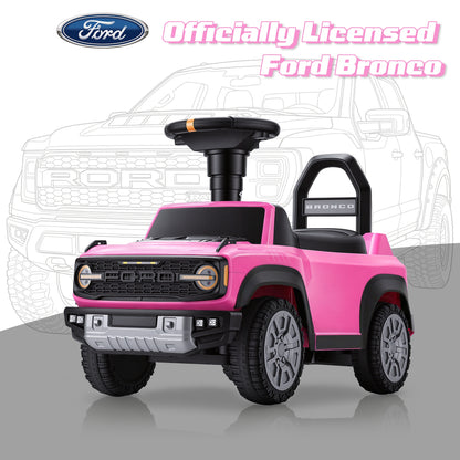 iYofe Kids Ride on Push Car 2 in 1, Ford Bronco Raptor Toddlers Ride on Push Toys with Horn, Music, Handle, Under Seat Storage, Ride on Toys for Toddlers 18 Months +, Pink