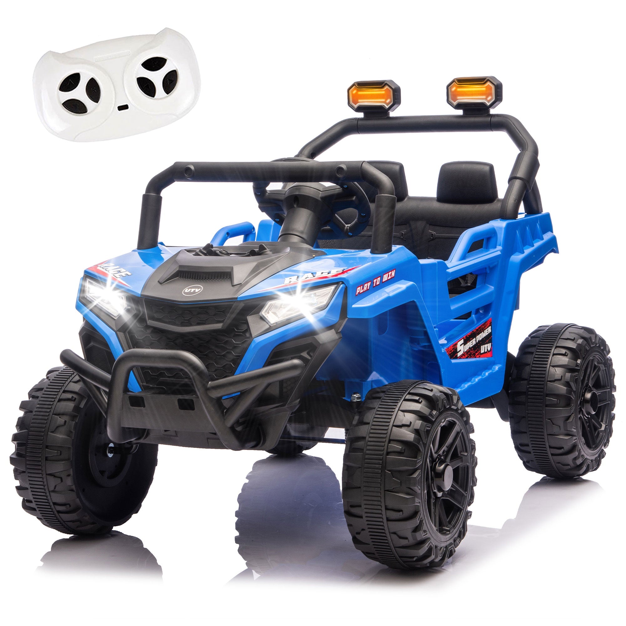 12V Powered Ride on Car UTV, Kids Ride on Toys for Toddlers Ages 3-5, Ride on Vehicles with Remote Control, Bluetooth, Music, 4 Wheels Suspension, Electric Cars for Kids Boys Girls, Blue