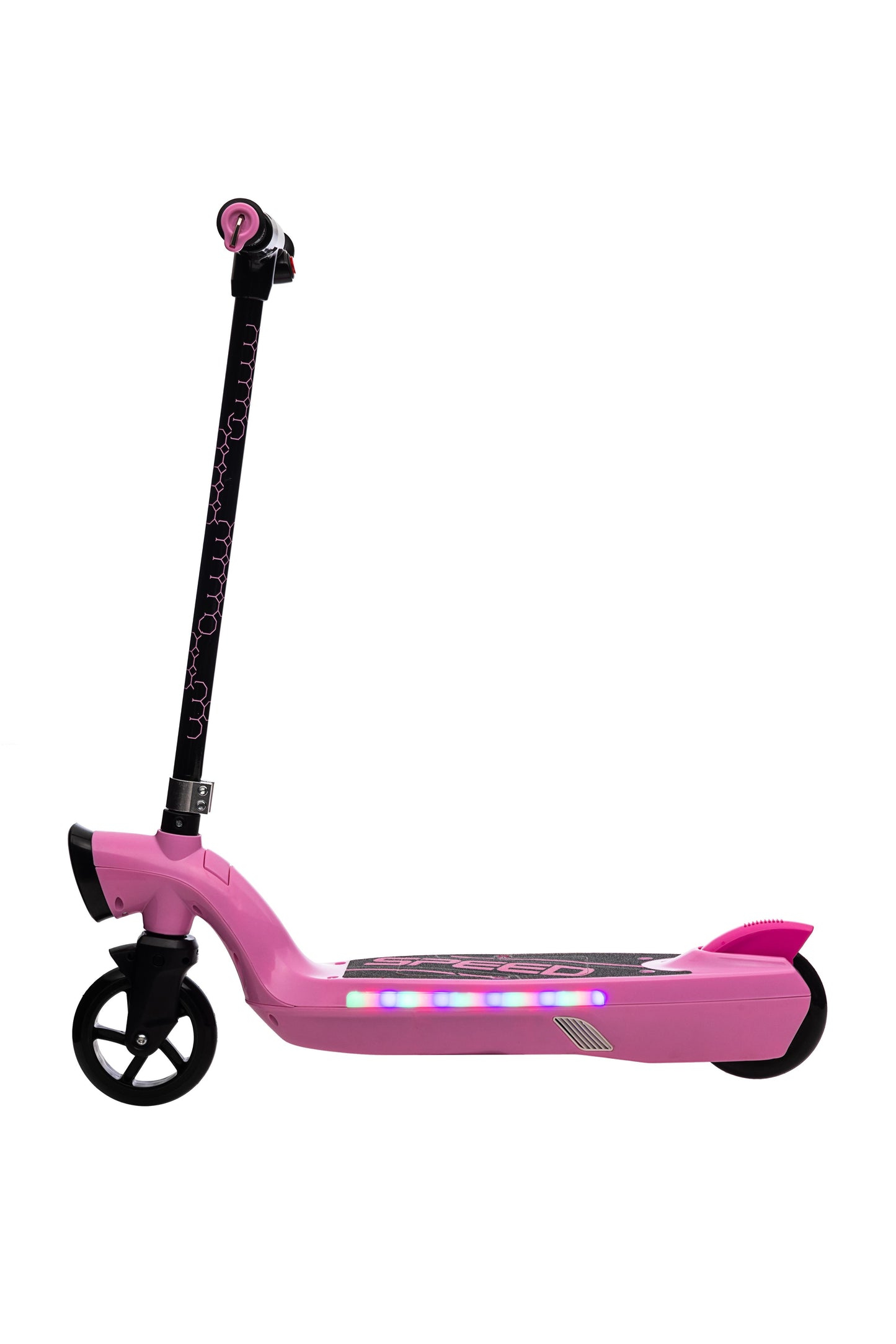 Kids Electric Scooter for 8-14 Year Old, Portable Folding Kids Scooter for Boys Girls, Adjustable Height Kids Electric Scooter with LED Display, Rear Brake, 7" Wheel, Colorful Deck Light, Blue