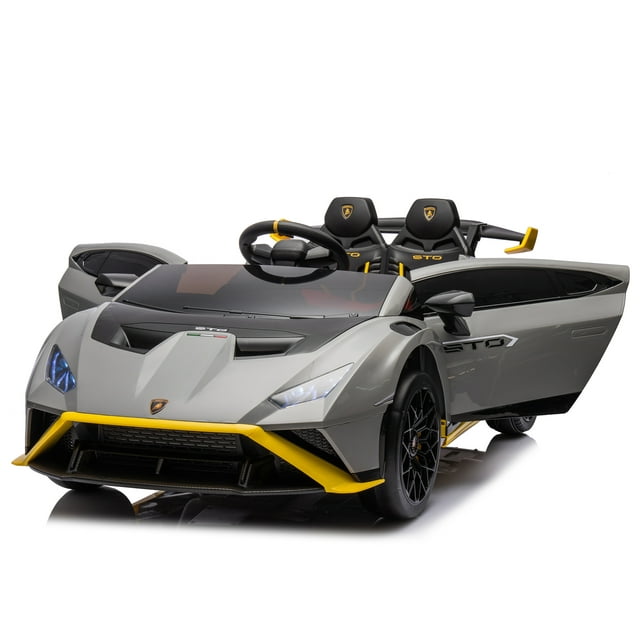 Lamborghini 24 V Ride On Sports Car With Remote Control, Licensed Lamborghini STO Battery Powered Ride On Toy Cars W/Dynamic Music/360° Spin/Drift/Bluetooth/LED Light, Electric Car for Kids 3-8