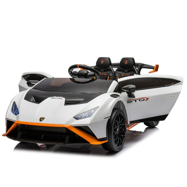 Lamborghini 24 V Ride On Sports Car With Remote Control, Licensed Lamborghini STO Battery Powered Ride On Toy Cars W/Dynamic Music/360° Spin/Drift/Bluetooth/LED Light, Electric Car for Kids 3-8