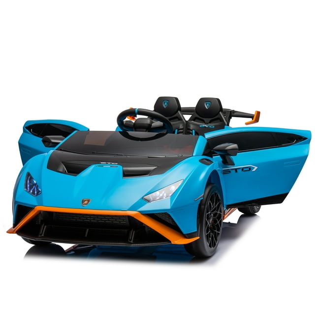 Lamborghini 24 V Ride On Sports Car With Remote Control, Licensed Lamborghini STO Battery Powered Ride On Toy Cars W/Dynamic Music/360° Spin/Drift/Bluetooth/LED Light, Electric Car for Kids 3-8