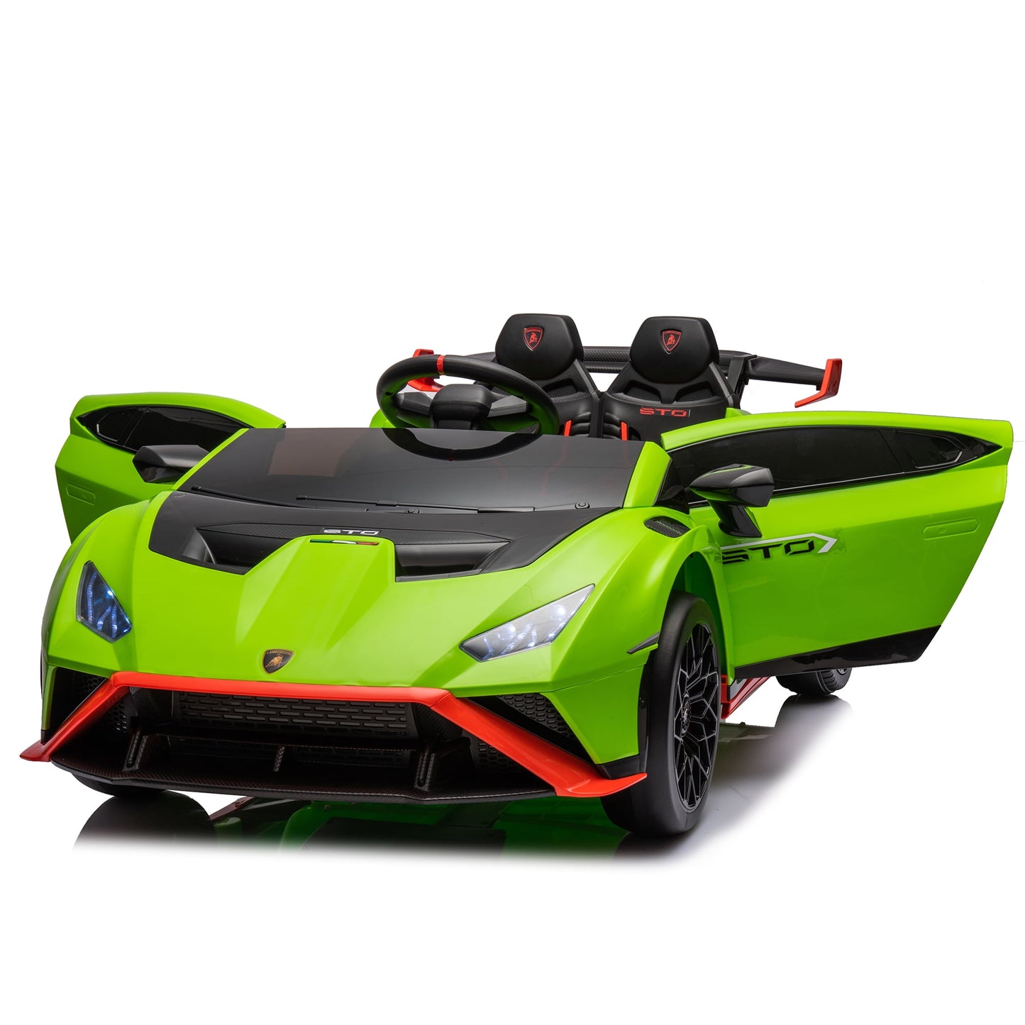 Lamborghini 24 V Ride On Sports Car With Remote Control, Licensed Lamborghini STO Battery Powered Ride On Toy Cars W/Dynamic Music/360° Spin/Drift/Bluetooth/LED Light, Electric Car for Kids 3-8