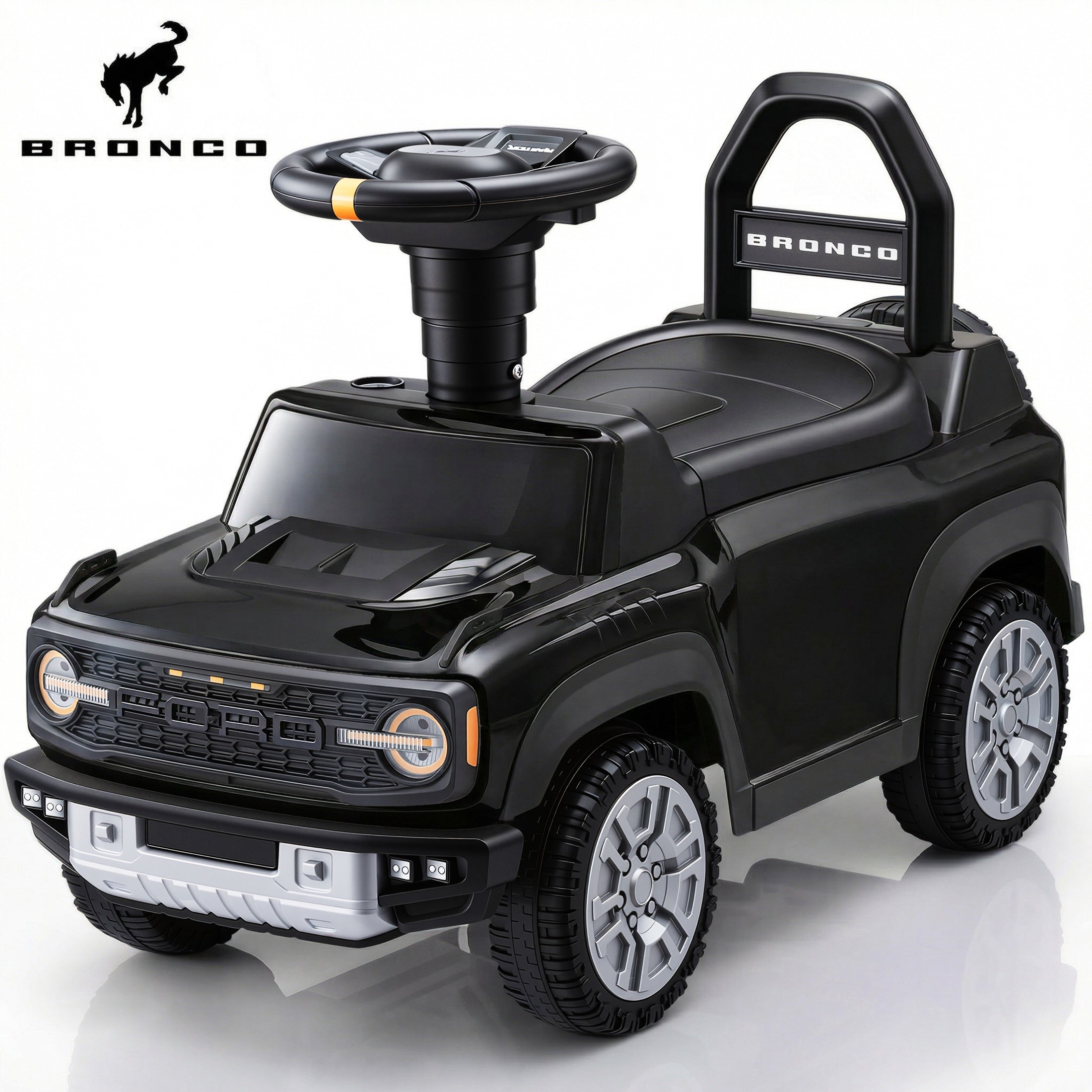 iYofe Kids Ride on Push Car 2 in 1, Ford Bronco Raptor Toddlers Ride on Push Toys with Horn, Music, Handle, Under Seat Storage, Ride on Toys for Toddlers 18 Months +, Black