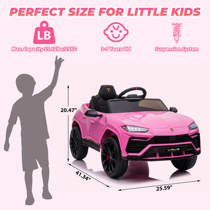iYofe 12V Lamborghini Ride on Cars with Remote Control, Powered Ride on Toys with Music, USB/AUX Ports, LED Lights, 3 Speeds, 4 Wheels Electric Cars for Kids Toddlers Ages 3-5, Pink