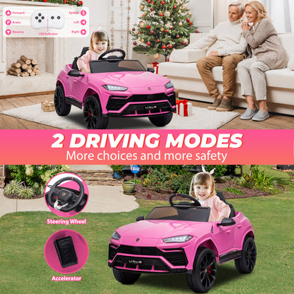 iYofe 12V Lamborghini Ride on Cars with Remote Control, Powered Ride on Toys with Music, USB/AUX Ports, LED Lights, 3 Speeds, 4 Wheels Electric Cars for Kids Toddlers Ages 3-5, Pink