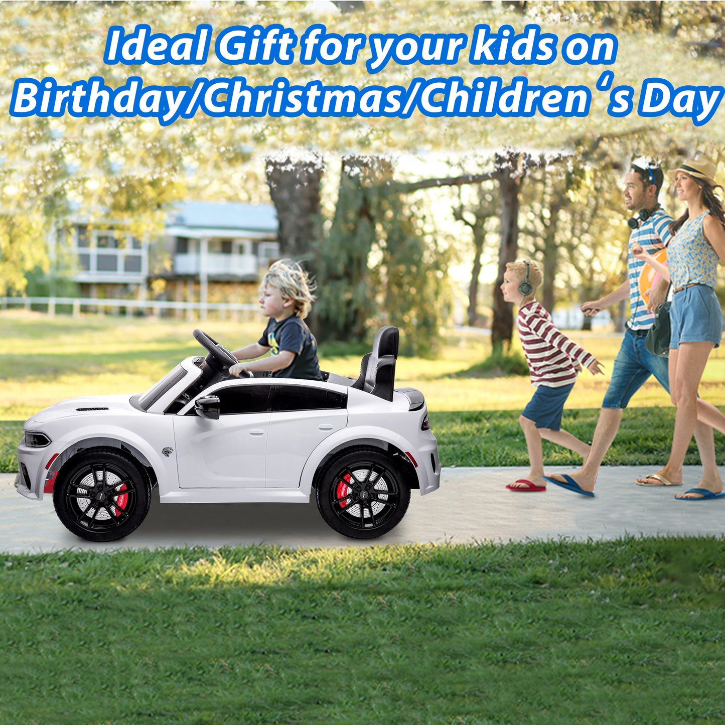 iYofe 12V Ride On Car for Kids, Licensed DODGE Girls Ride On Truck with Remote Control, LED Lights, MP3, USB, Battery Powered Ride On Toys for 2-5 Year Olds Boys Girls Birthday Christmas Gifts, White