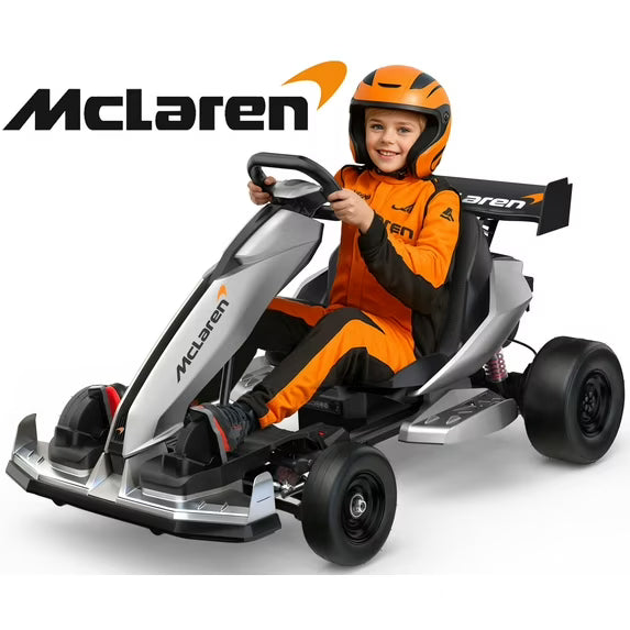 McLaren 48V Electric Go Kart for Adults & Teens, 750W Motor, 24 km/h, Hydraulic Disc Brake, 4-Wheel Spring Suspension, Adjustable Chassis, Tires, Foldable Design, Ride on Toy for Boys or Girls