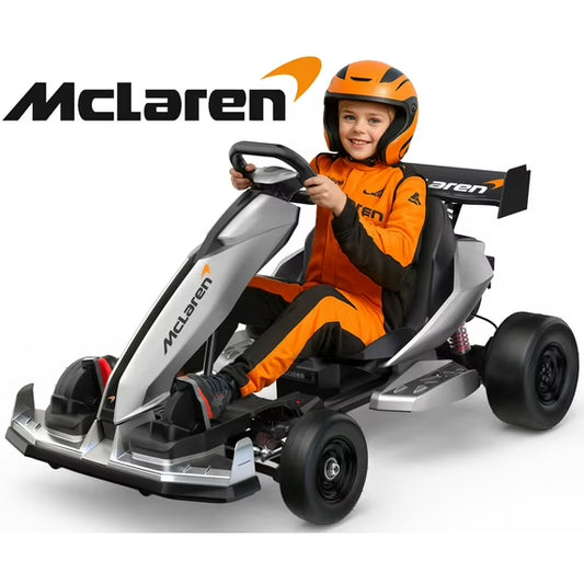 McLaren 48V Electric Go Kart for Adults & Teens, 750W Motor, 24 km/h, Hydraulic Disc Brake, 4-Wheel Spring Suspension, Adjustable Chassis, Tires, Foldable Design, Ride on Toy for Boys or Girls