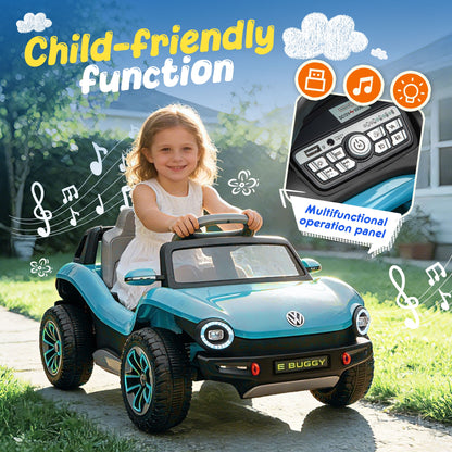12V Ride on Toys, Licensed Volkswagen Beetle Powered Ride on Cars with Remote Control, Bluetooth, Music, USB Ports, LED Lights, 4 Wheels Suspension, Electric Car for Kids Boys Girls Ages 2-5, Blue