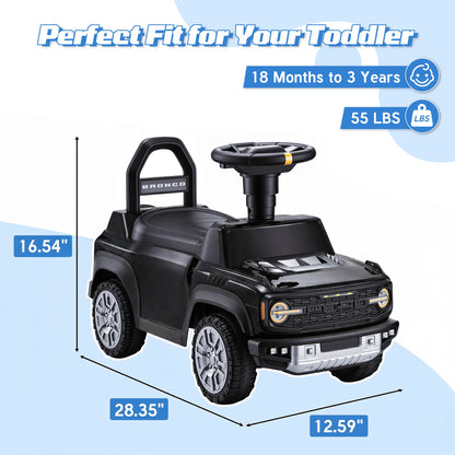 iYofe Kids Ride on Push Car 2 in 1, Ford Bronco Raptor Toddlers Ride on Push Toys with Horn, Music, Handle, Under Seat Storage, Ride on Toys for Toddlers 18 Months +, Black
