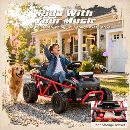iYofe 36V Electric Ride on Car for Big Kids, Powered Ride on Vehicle for Boys Girls Ages 6+, Kids Electric Car with Bluetooth, Music, Rear Wheel Spring Suspension, Red