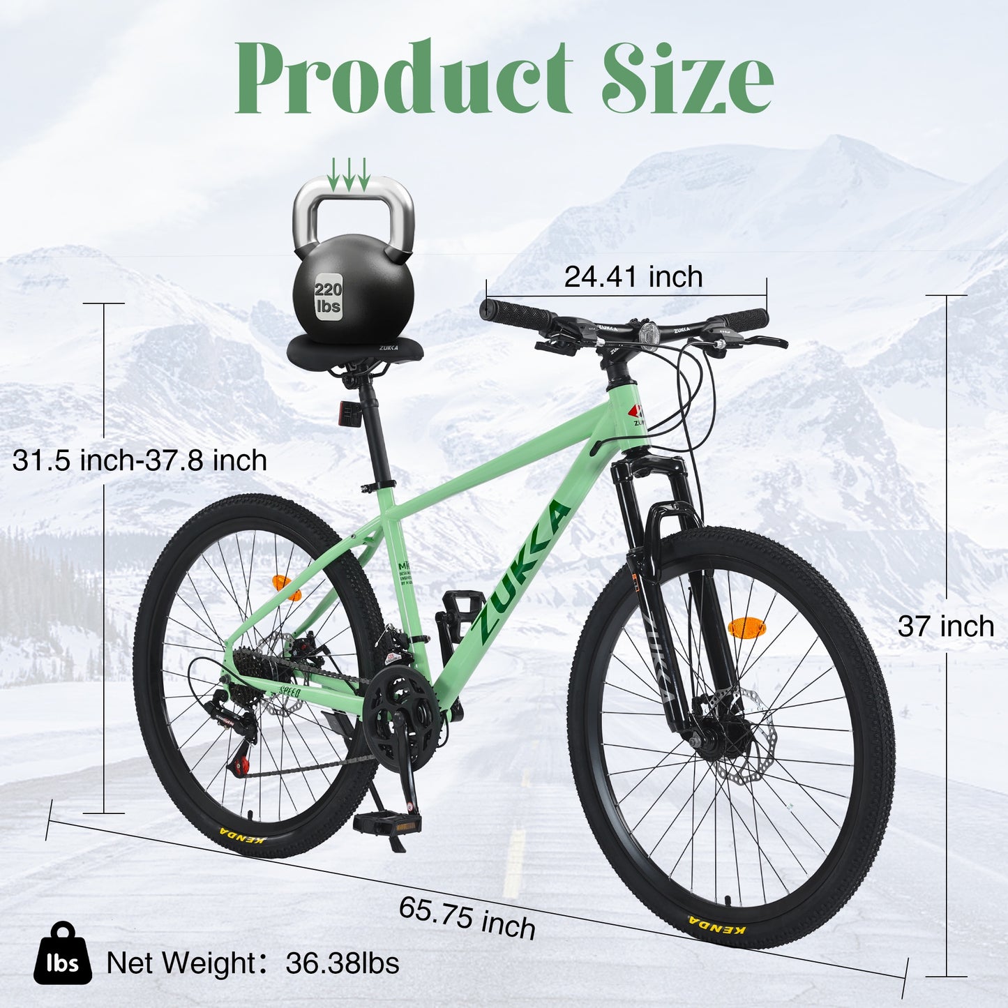 26" Mountain Bikes for Adults Teens, 24 Speed Mountain Bicycle w/ Disc Brakes, Bike for Mens Womens, City Commuter Bikes Suit for Rider Height 5'4"-6'2", 85% assembled (Green)