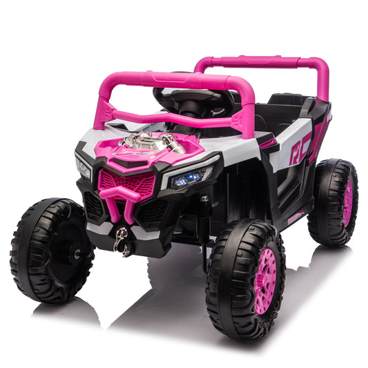 iYofe 12V Powered Ride on Car UTV, Kids Ride on Toys for Toddlers Ages 3-5, Ride on Vehicles with Remote Control, Bluetooth, Music, 4 Wheels Suspension, Electric Cars for Kids Boys Girls, Pink