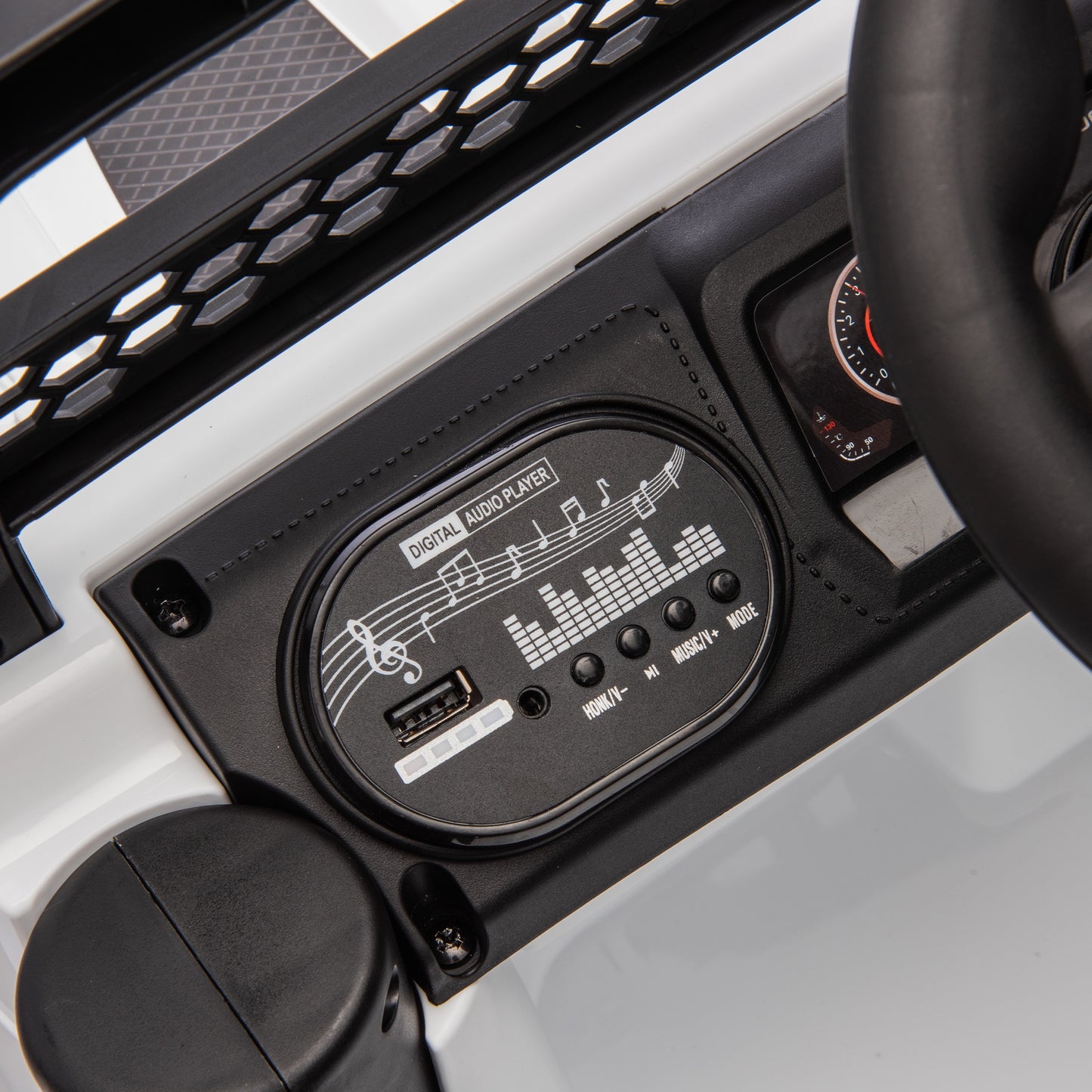 iYofe 12V Ride on Cars with Remote Control, Powered Kids Ride on Toys Truck for Boys Girls Ages 2-5, Toddler Cars Kids Electric Vehicles with Bluetooth Music, USB/MP3 Ports, 4 Wheel Suspension, White