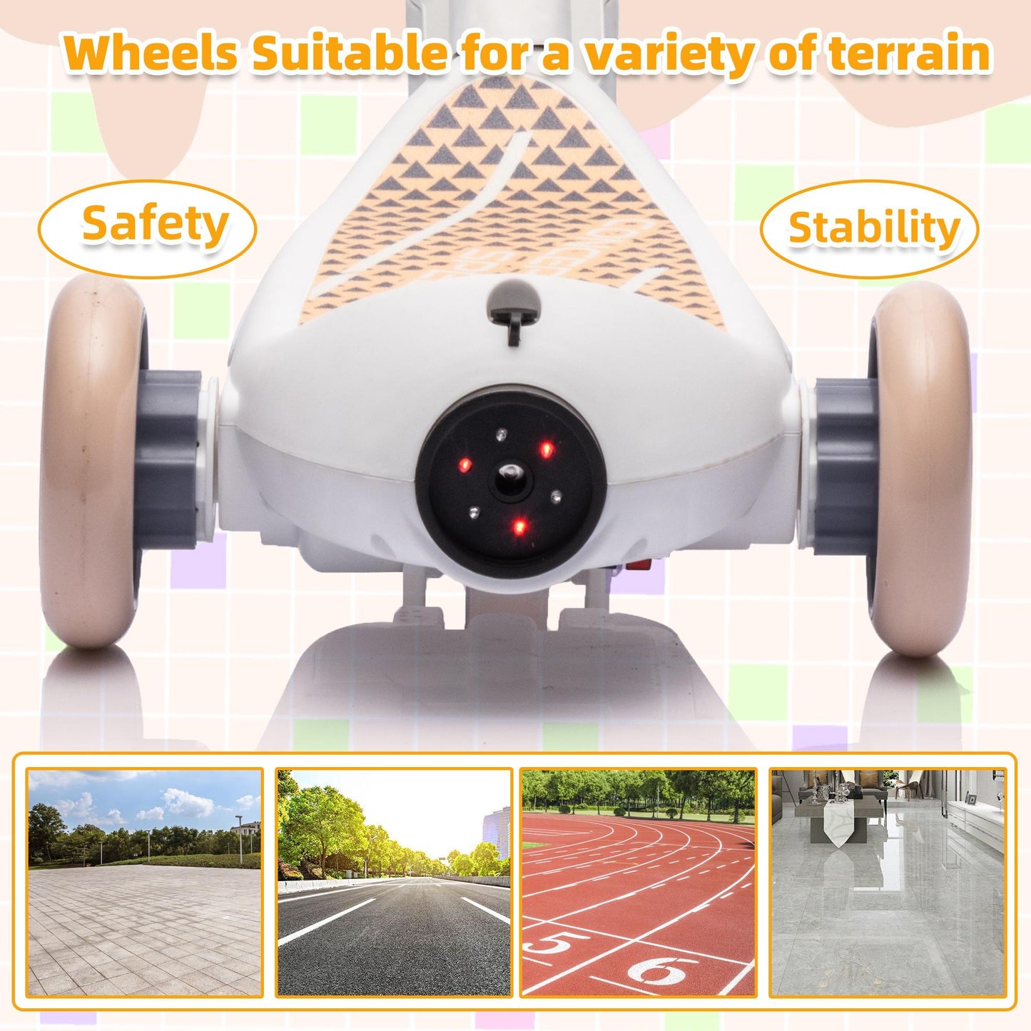 iYofe 3 Wheel Scooter for Kids, 6V Kids Electric Scooter for Boys Girls 3-6 Years Old, Kids Scooter for Toddlers with Music, Steam Sprayer, Colorful Front/Deck Light, White