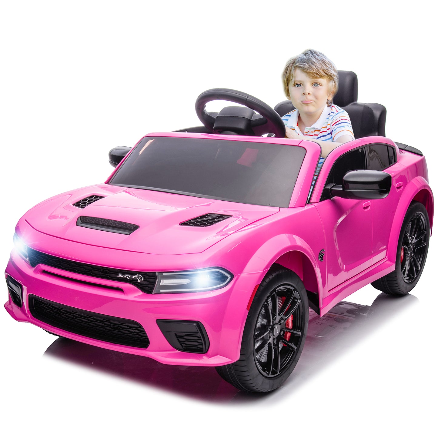 iYofe 12V Ride On Car for Kids, Licensed DODGE Girls Ride On Truck with Remote Control, LED Lights, MP3, USB, Battery Powered Ride On Toys for 2-5 Year Olds Boys Girls Birthday Christmas Gifts, Pink