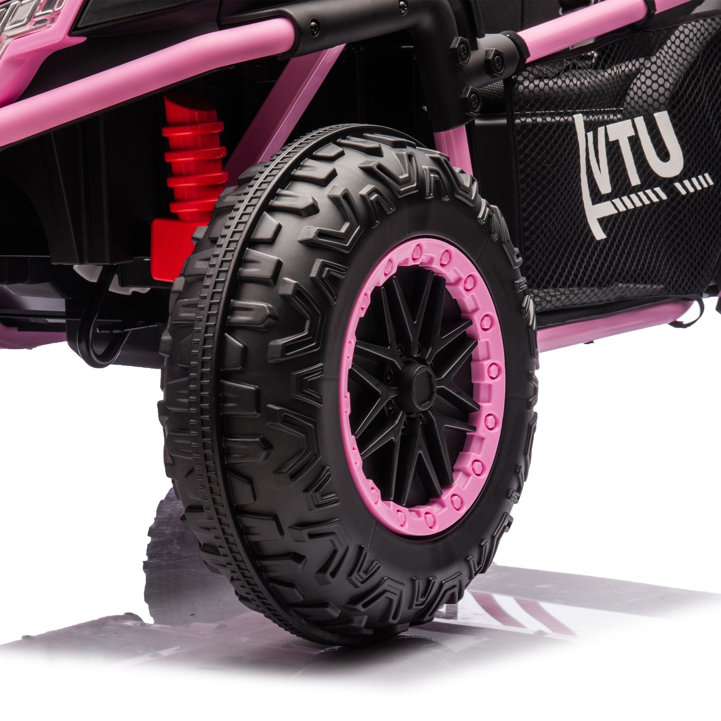 24V 2 Seater Ride on Car for Kids, Powered Ride on UTV Toy for Toddlers Boys Girls, Kids Car Electric Vehicle with Remote Control, LED Lights, Bluetooth Music, 3 Speeds, 4 Spring Suspension, Pink