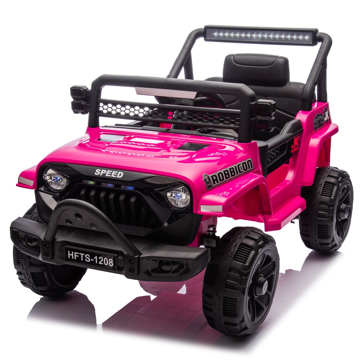 12V Powered Ride on Truck, Ride on Toy Car with Remote Control, Kids Car Electric Vehicles for Boys Girls with Microphone Jack, 4 Wheeler Suspension, Bluetooth, MP3/USB, 3 Speeds, LED Lights, Pink