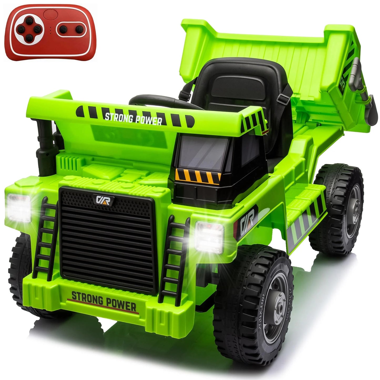 Ride on Dump Truck for Kids, 12V Power Ride on Cars with Remote Control, Bluetooth, Music Play, 4 Wheels Electric Dump Bed, Kid Shovel, Phone Stand, Ride on UTV Toy for Boys and Girls 3-6 Yrs