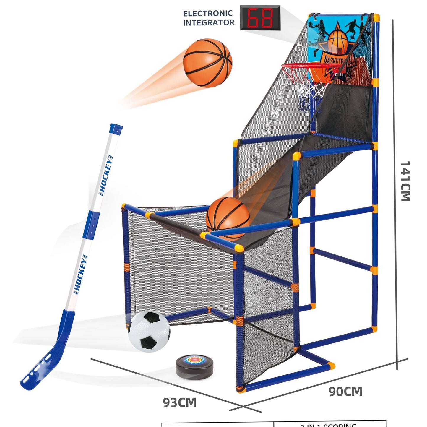 SESSLIFE Indoor Basketball Hoop Arcade Games, Kids Basketball Hoop with 6 Balls and Pump, 35.4" Toddler Basketball Hoop for 3-6 Years Old, 2-Player Basketball Shot System, X1021