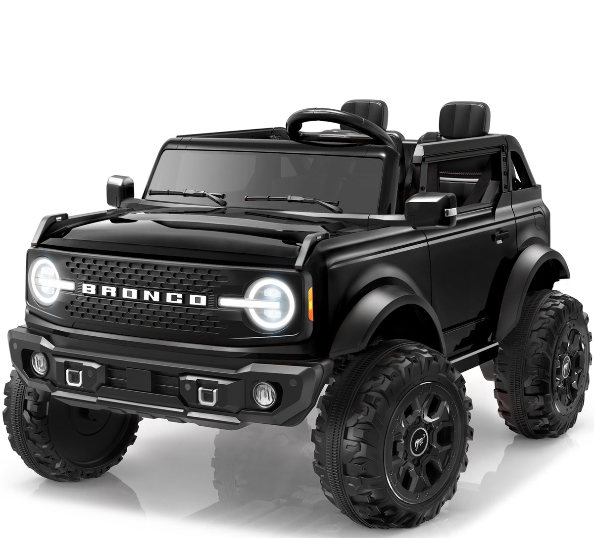 iYofe Licensed Ford Bronco 24V 2 Seater Powered Ride On w/Remote Control, Lights, Music, 4-Wheel Suspension, Electric Car for Kids Ages 3-8