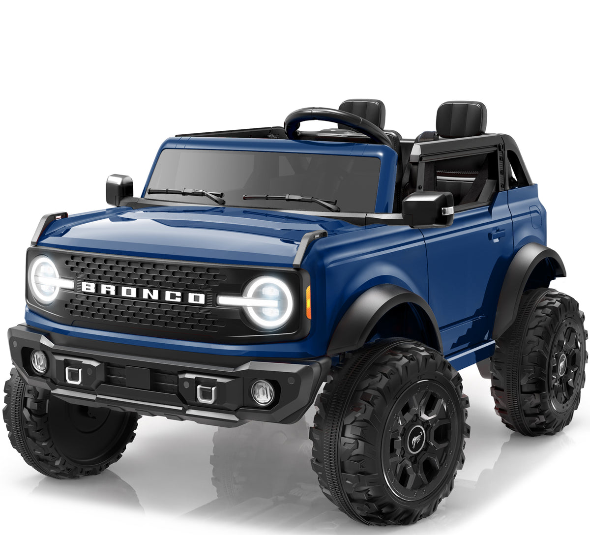 iYofe Licensed Ford Bronco 24V 2 Seater Powered Ride On w/Remote Control, Lights, Music, 4-Wheel Suspension, Electric Car for Kids Ages 3-8