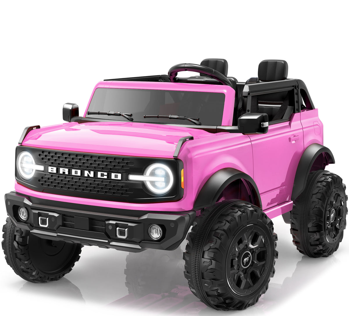 iYofe Licensed Ford Bronco 24V 2 Seater Powered Ride On w/Remote Control, Lights, Music, 4-Wheel Suspension, Electric Car for Kids Ages 3-8